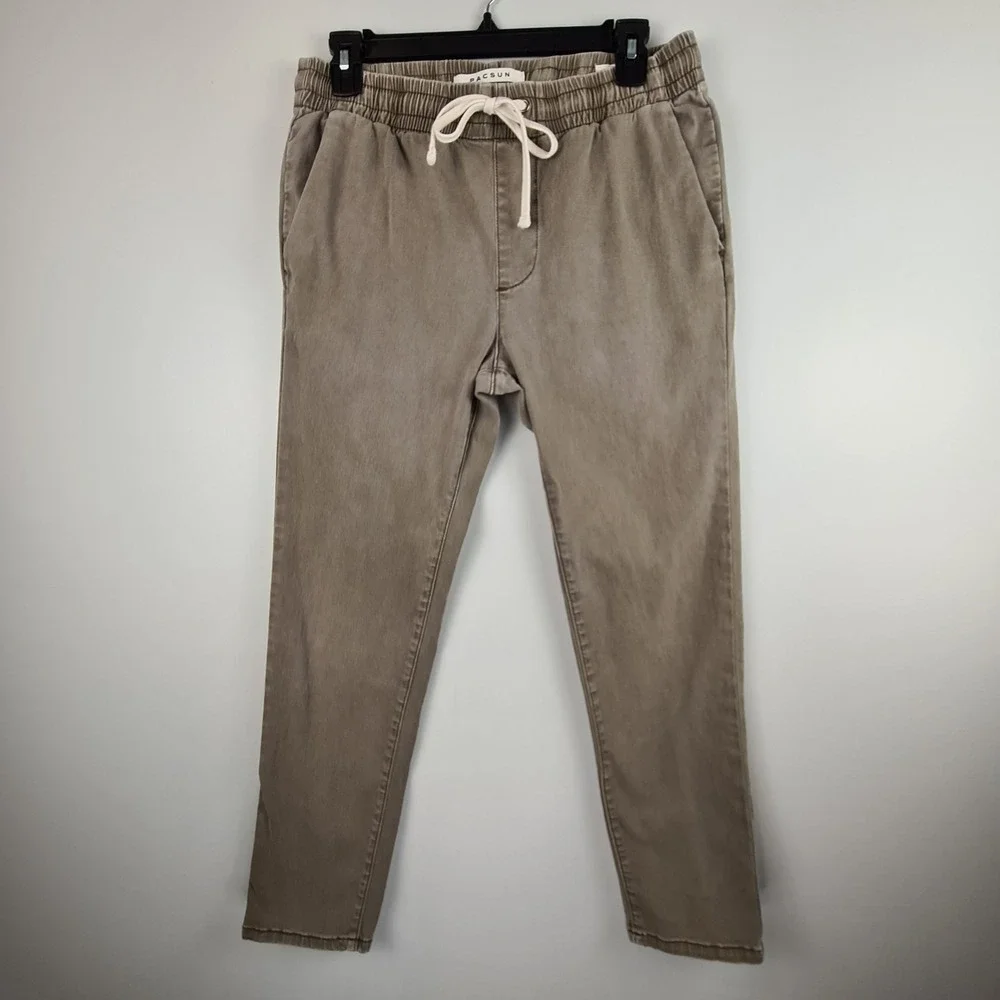 PacSun Women's Slim Joggers Khaki Drawstring Pull On Pants Size Small Streetwear